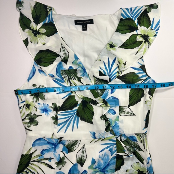 Banana Republic Floral High Low Maxi Dress - white/green/blue, size 8 - Picture 10 of 11